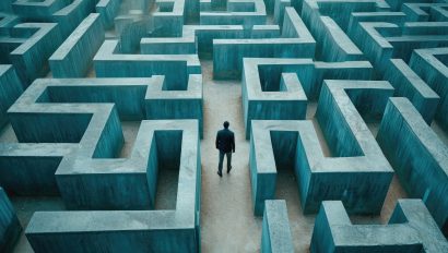 person-navigating-a-maze-or-labyrinth-symbolizing-problem-solving-and-strategy-a-person-stuck-in-a-maze-trying-to-think-of-a-way-out-a-businessman-navigating-through-a-maze