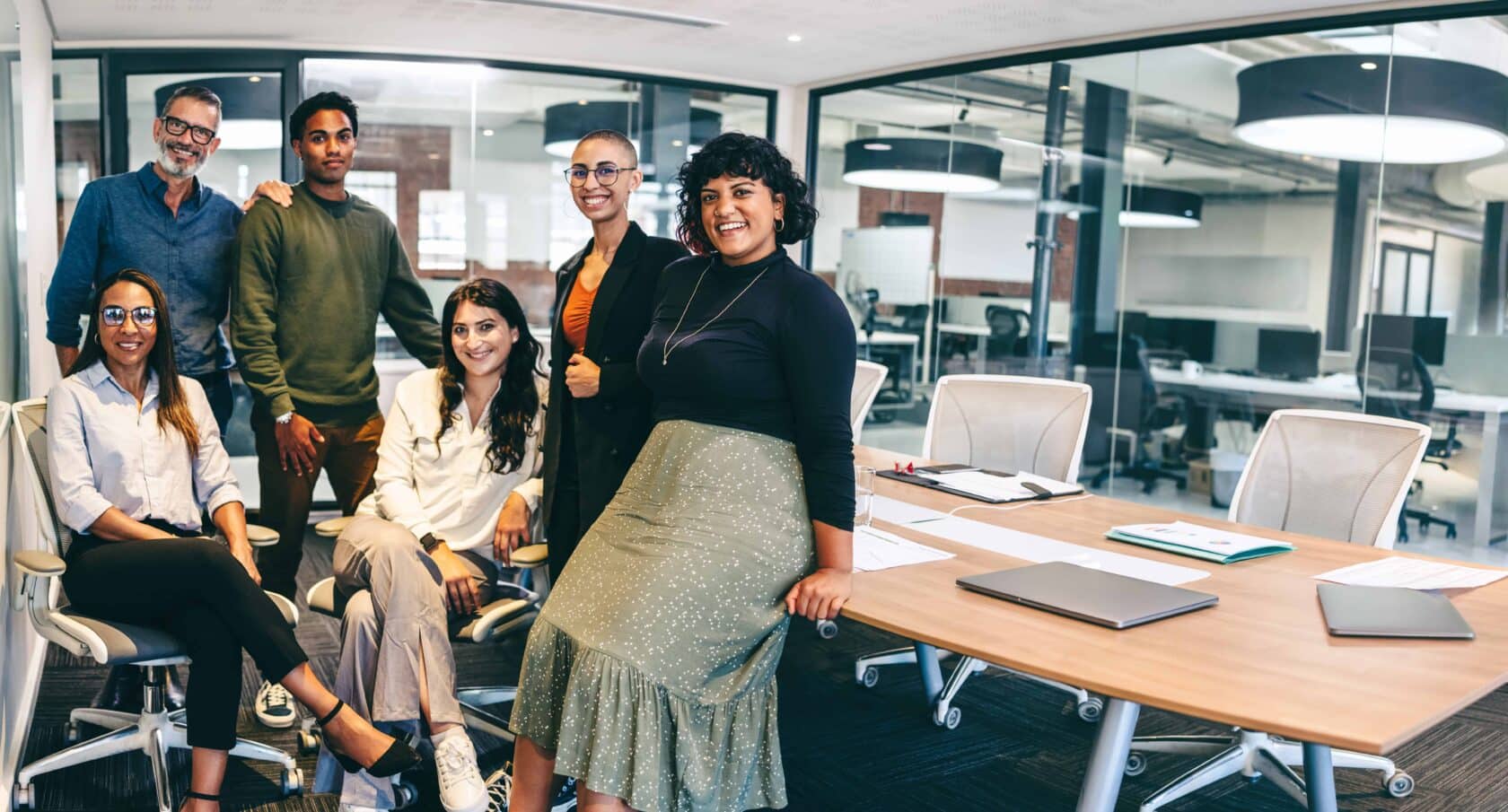 Employees in conference room