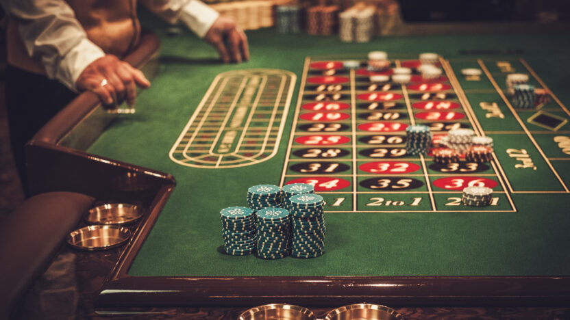 Roulette table in luxury casino