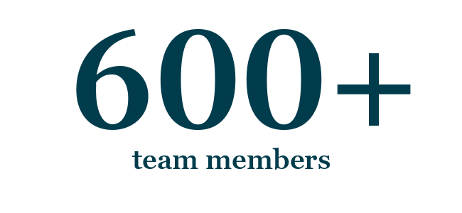 600+ team members