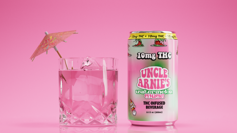 Uncle Arnie's Watermelon Wave THC-infused beverage can