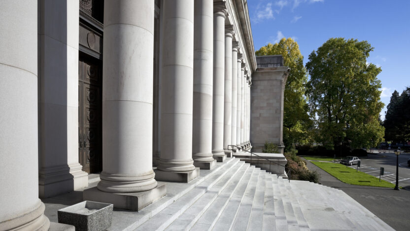 Government building with large pillars and stairs